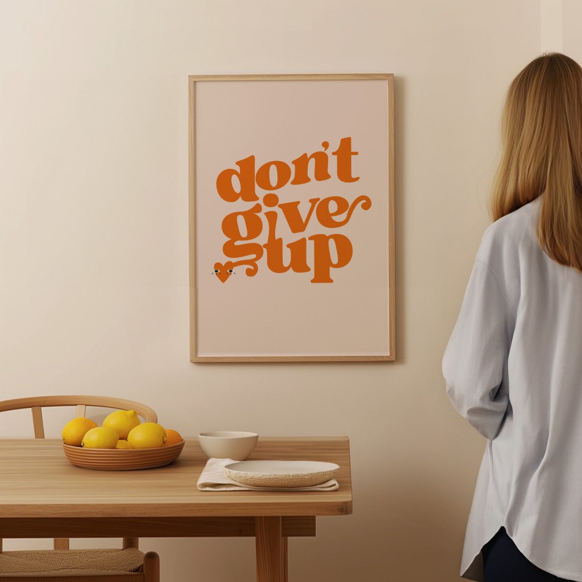 Dont Give Up Orange Groovy Retro Lettering Motivational Quote Poster - Image 3