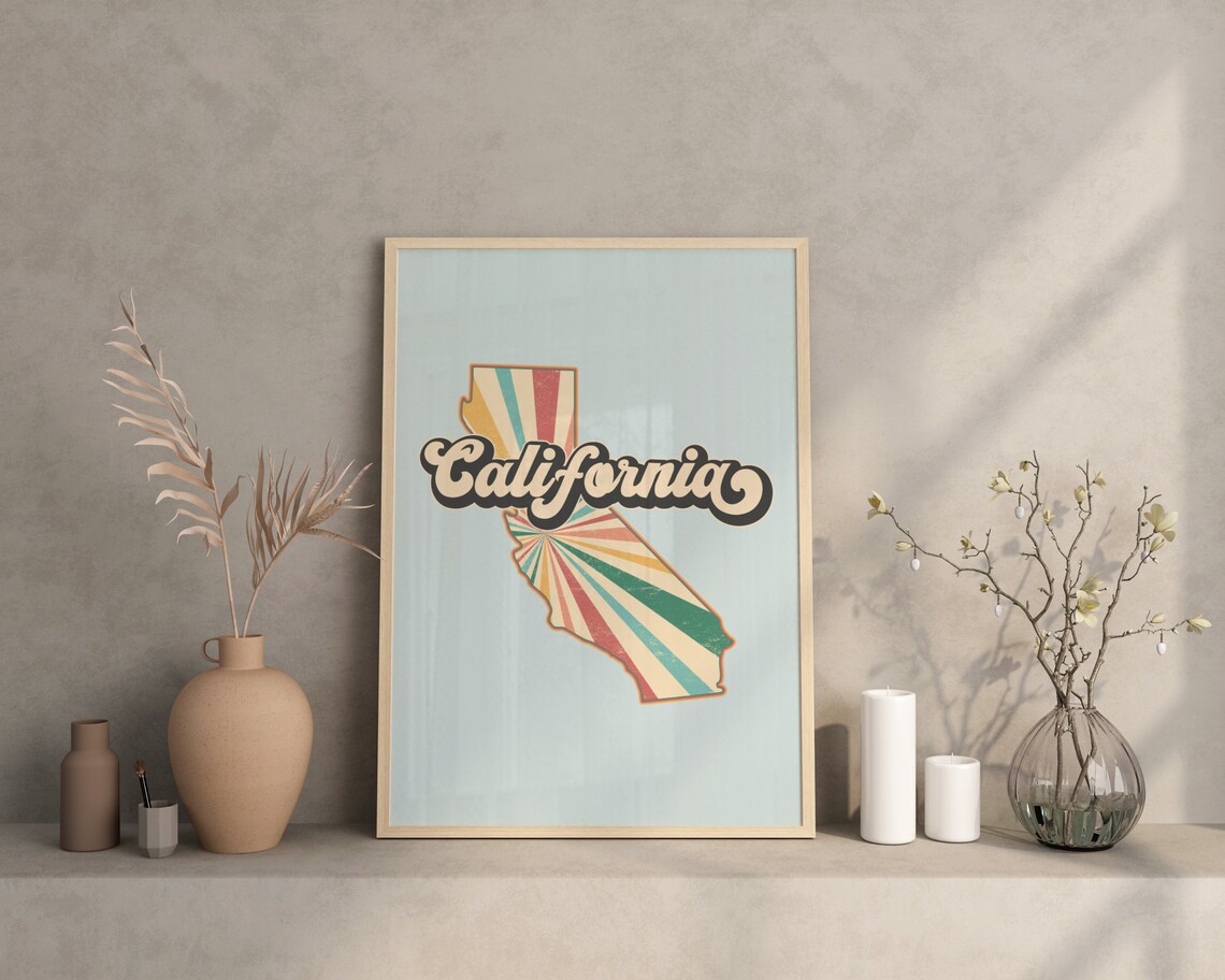 Retro California Map Print, Vintage Travel Poster - Image 3