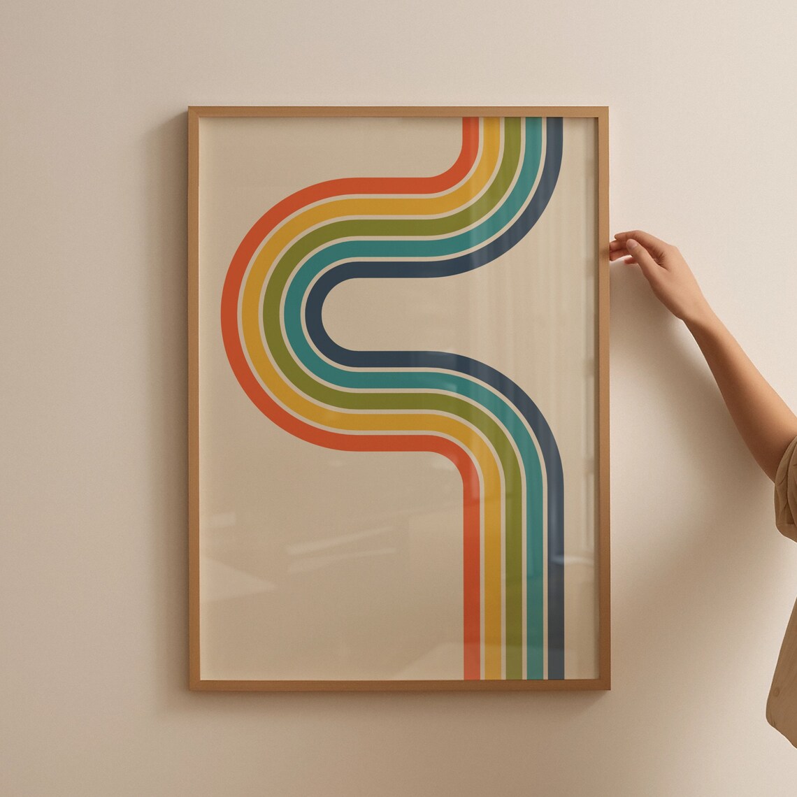 Retro Geometric Art Print, Groovy Abstract Decor - Image 4