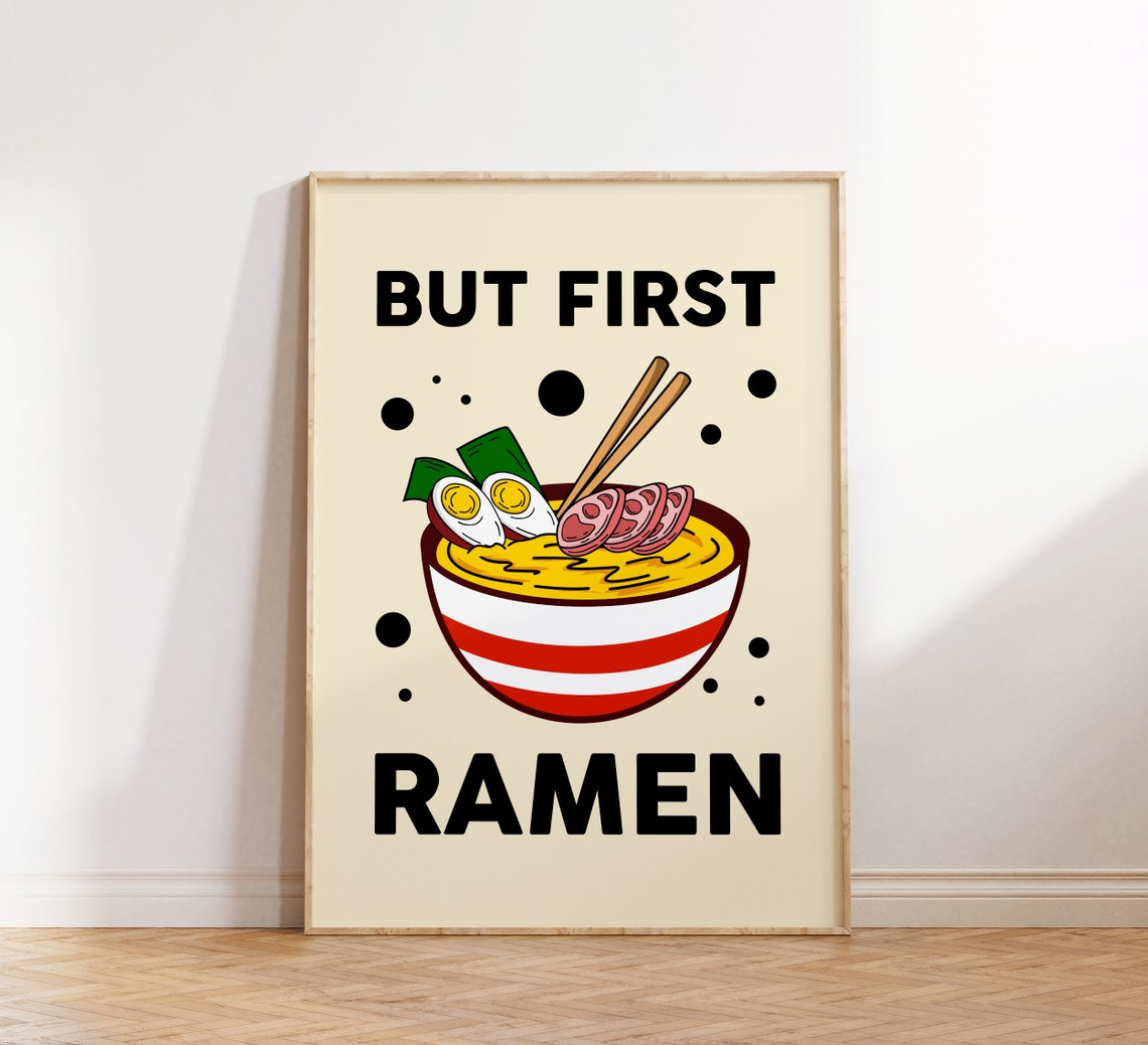 But First Ramen Japanese Noodle Bowl Retro Kitchen Wall Decor Poster - Image 2