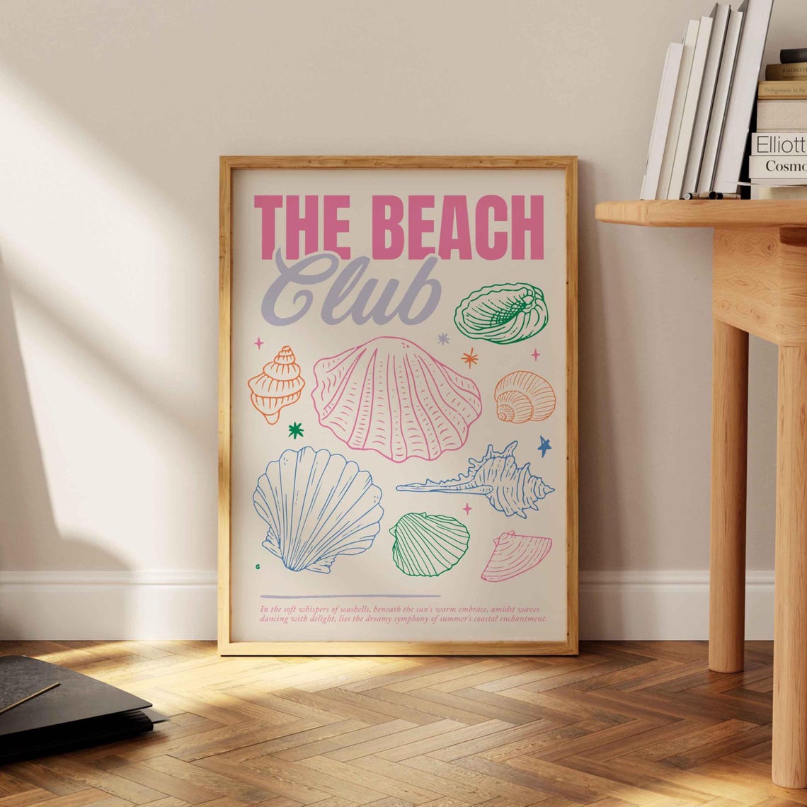 The Beach Club Seashell Girly Coastal Summer Preppy Dorm Room Print