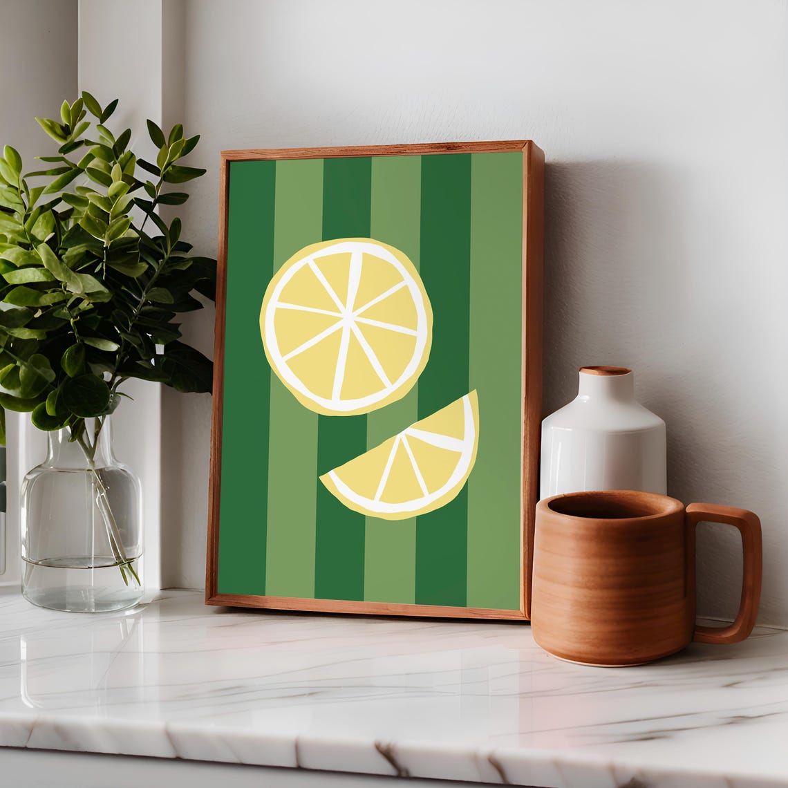 Lemon Trendy Kitchen Poster, Retro Citrus Art - Image 3