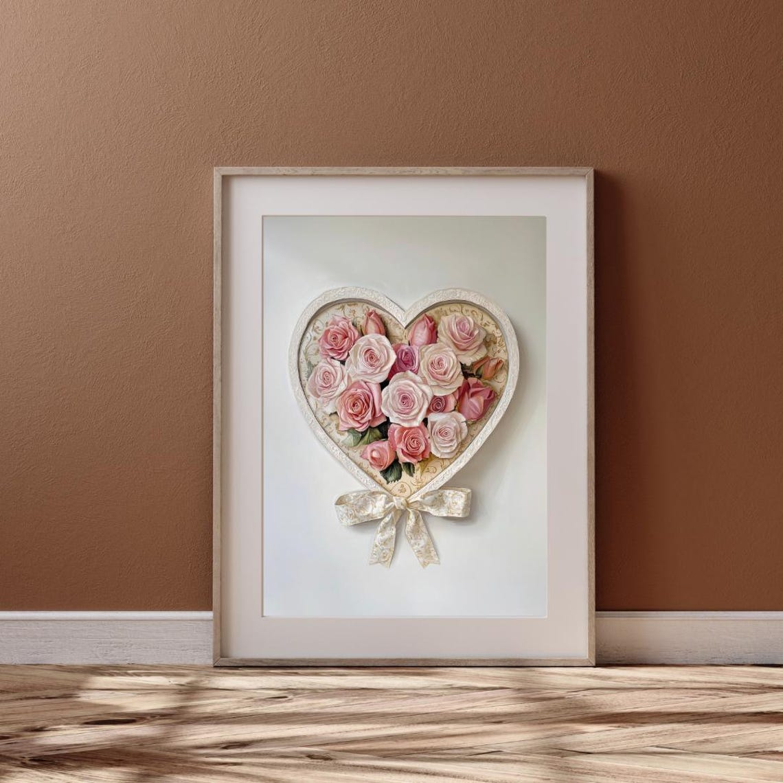 Heart Shaped Rose Box Pink Roses Valentines Romantic Art Poster - Image 6