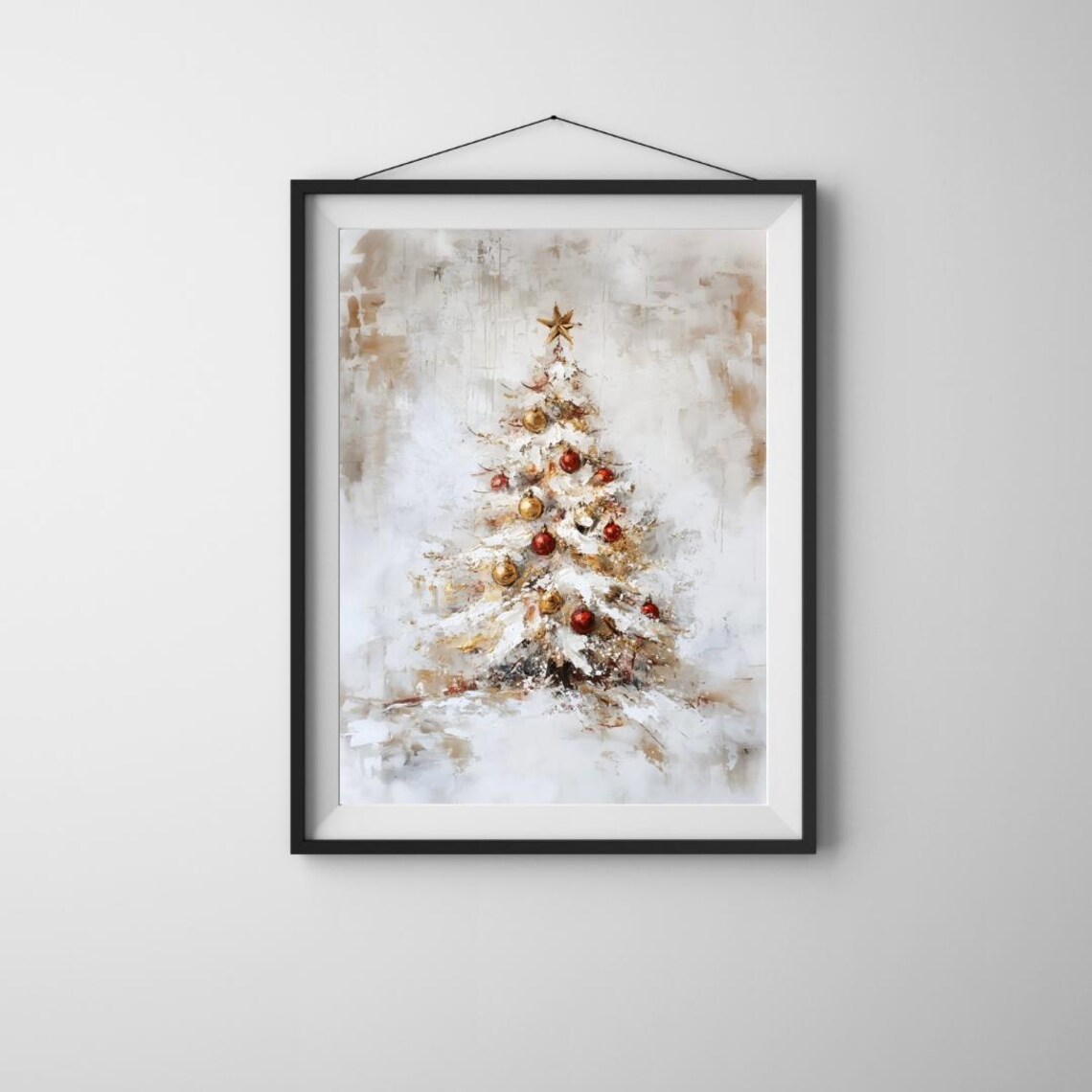 White Christmas Tree Art Print, Moody Minimalist Decor - Image 3
