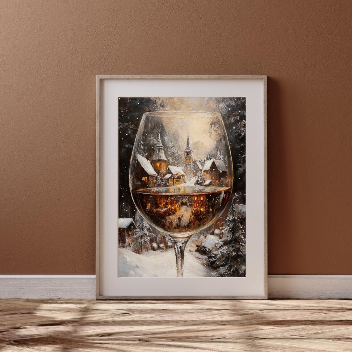 Vintage Christmas Wine Glass Reflection Art Print - Image 6