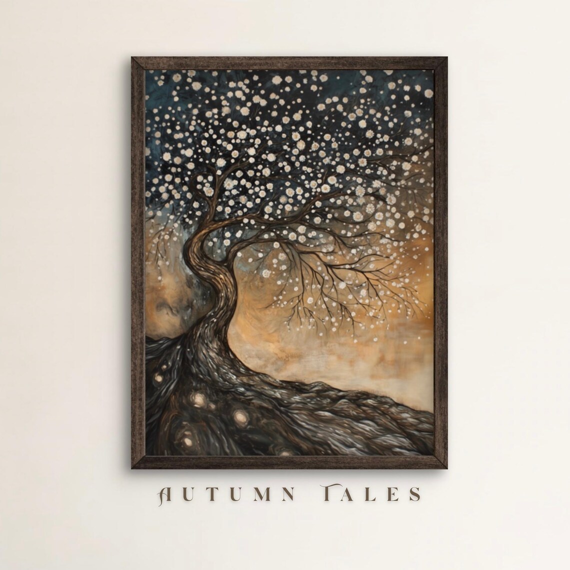 Twisted Blossom Tree Of Life Twilight Sky Golden Moody Art Poster
