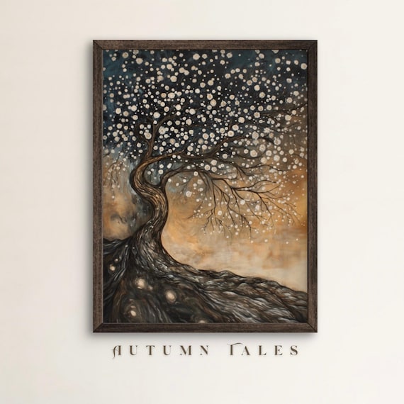 Twisted Blossom Tree Of Life Twilight Sky Golden Moody Art Poster
