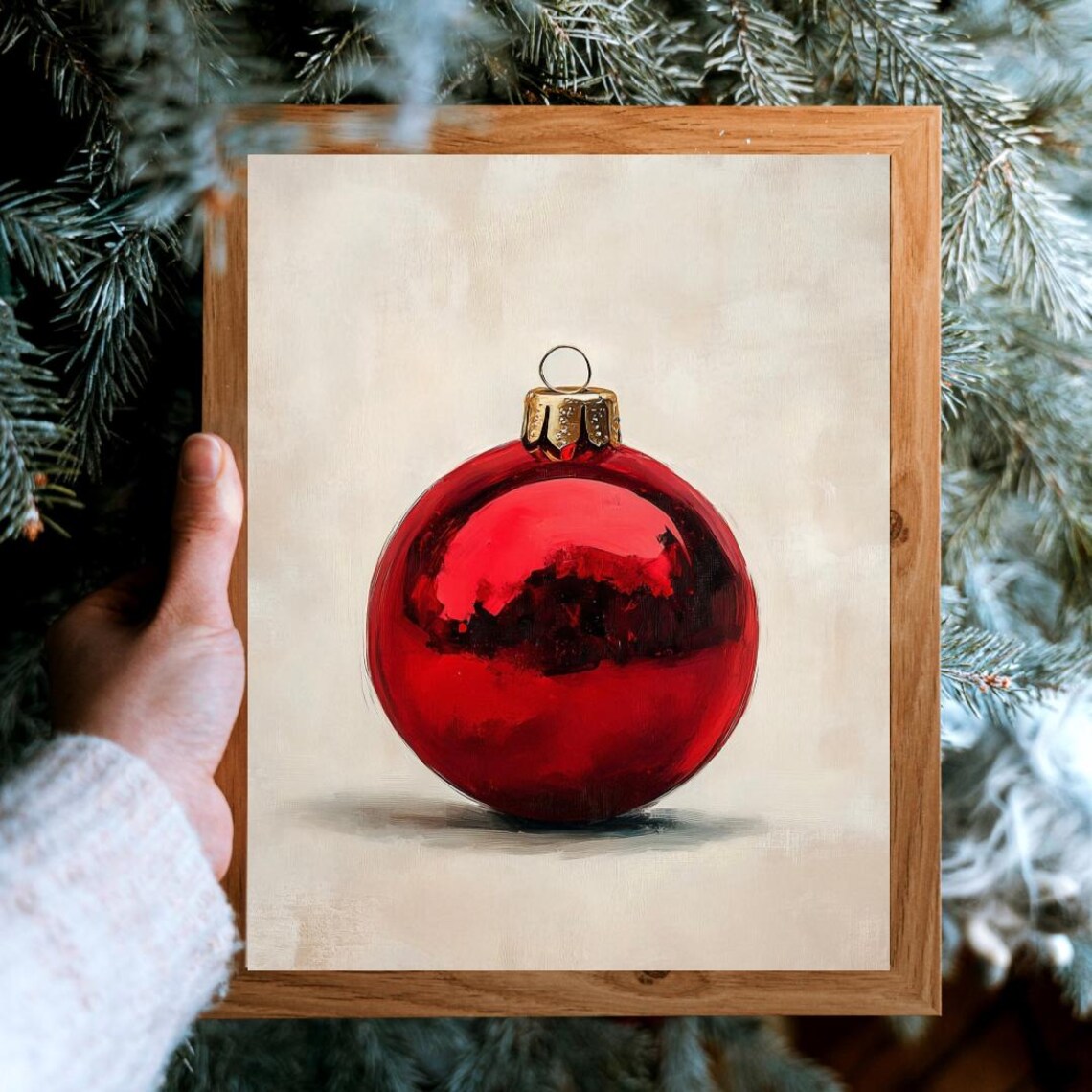 Red Christmas Ornament Minimalist Holiday Art Print - Image 6