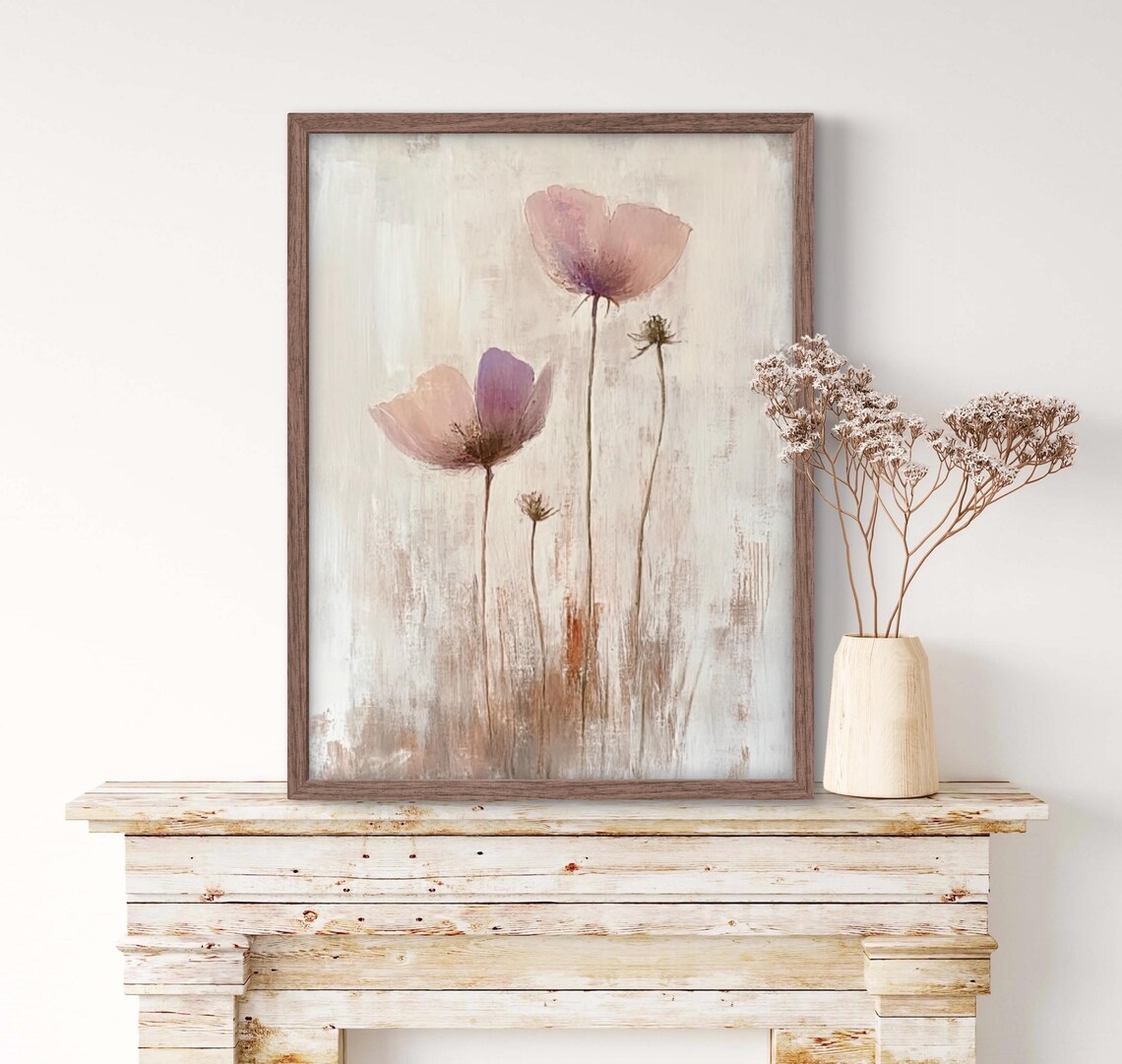 Pink Purple Poppy Flowers Abstract Watercolor Floral Art Poster - Image 4