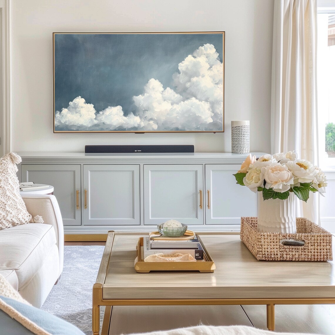 Cloudy Blue Sky Vintage Style Sky Art Print - Image 2