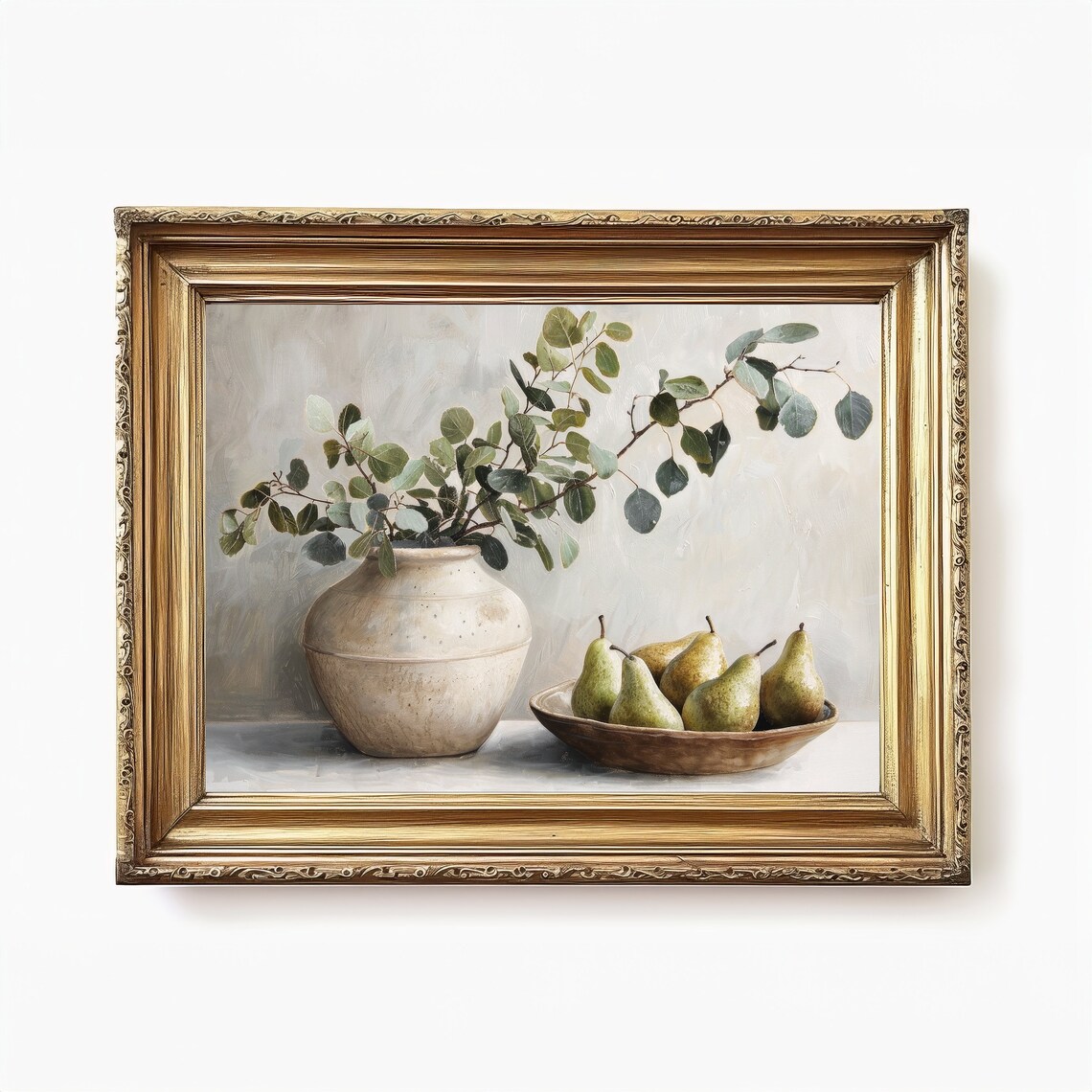 Spring Eucalyptus and Pears Vintage Still Life Art Print - Image 2