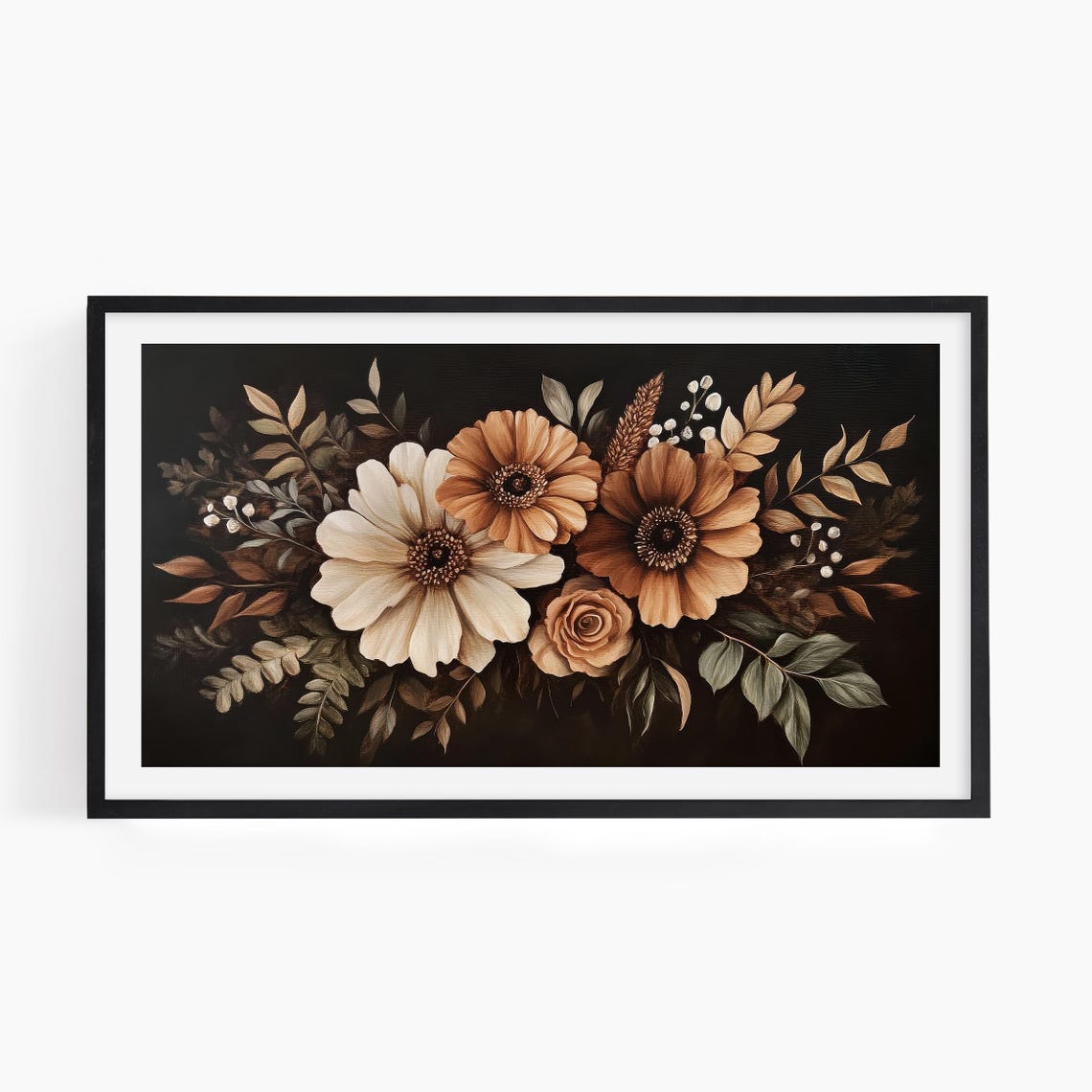 Moody Autumn Floral Bouquet Dark Botanical Still Life Art Poster - Image 3