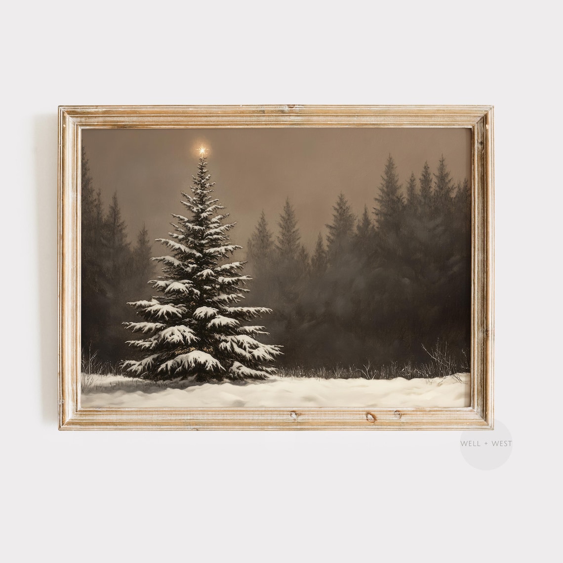 Dark Moody Forest Christmas Pine Tree Art Print