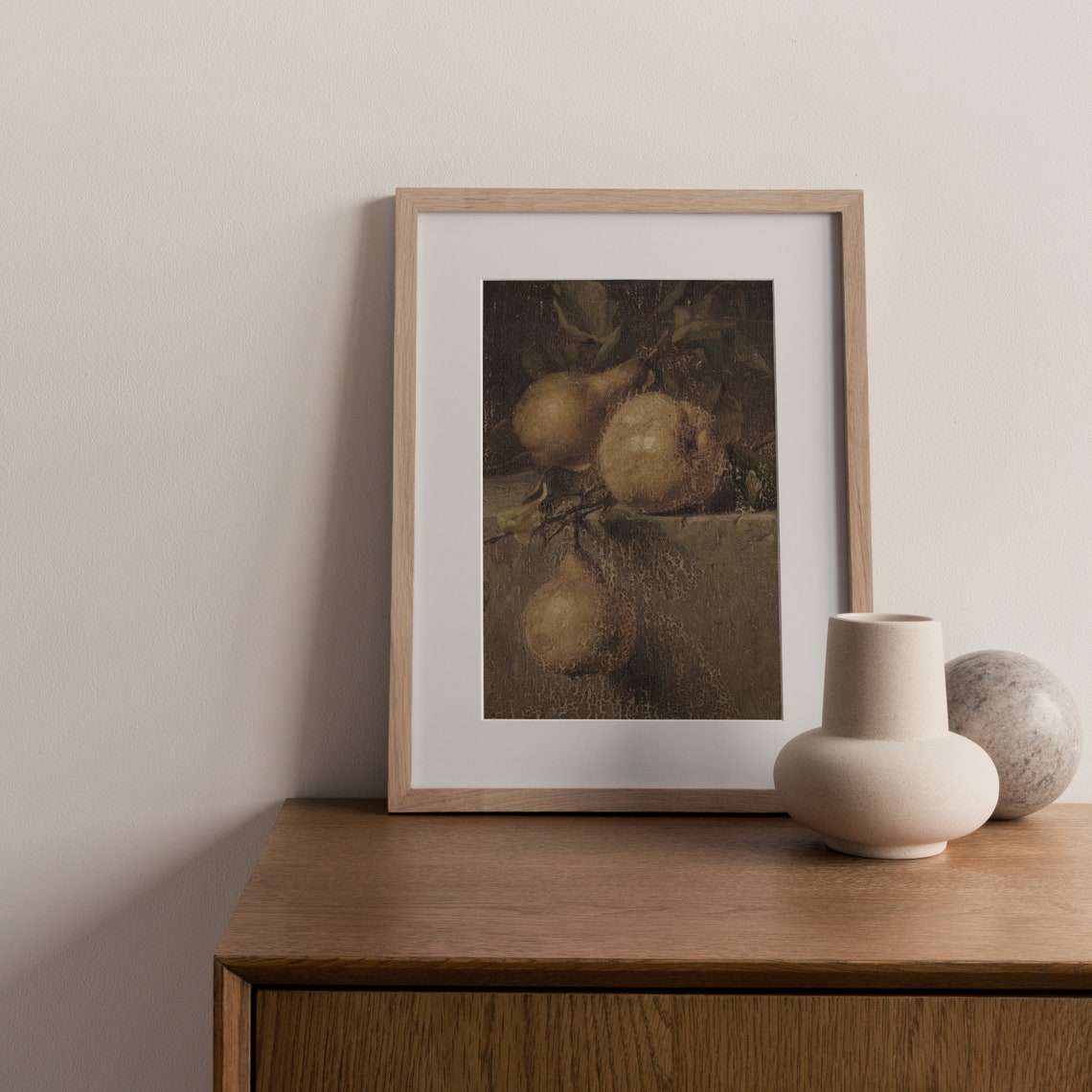 Antique Pear Still Life Moody Vintage Fruit Kitchen Wall Art Poster - Image 3