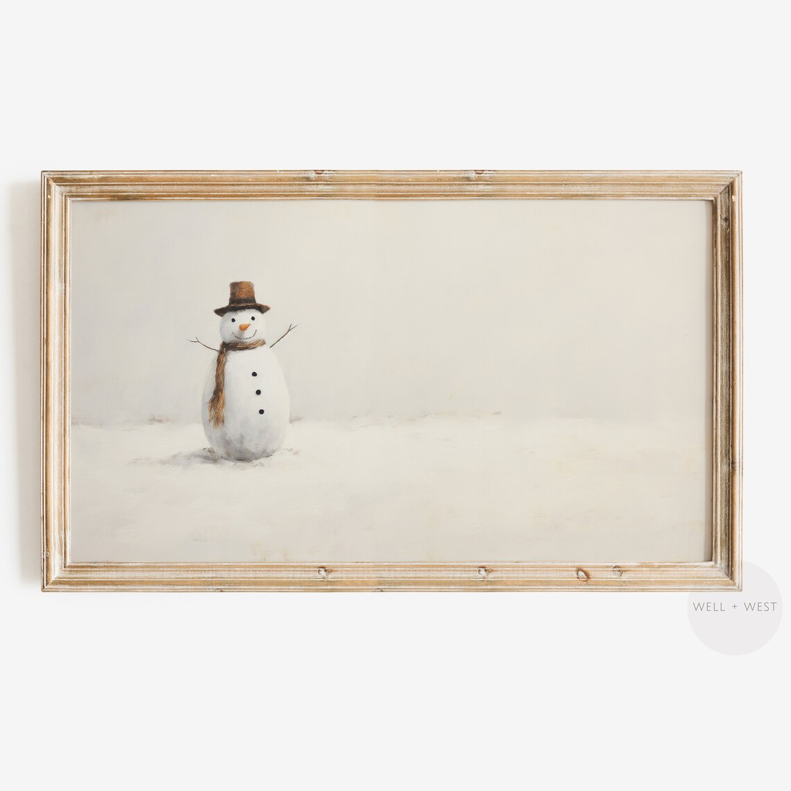 Snowman Portrait, Vintage Style Winter Holiday Art
