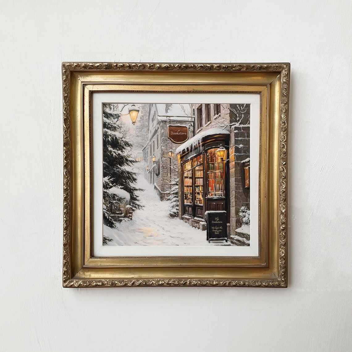 Winter Book Shop Vintage Style Art Print - Image 3