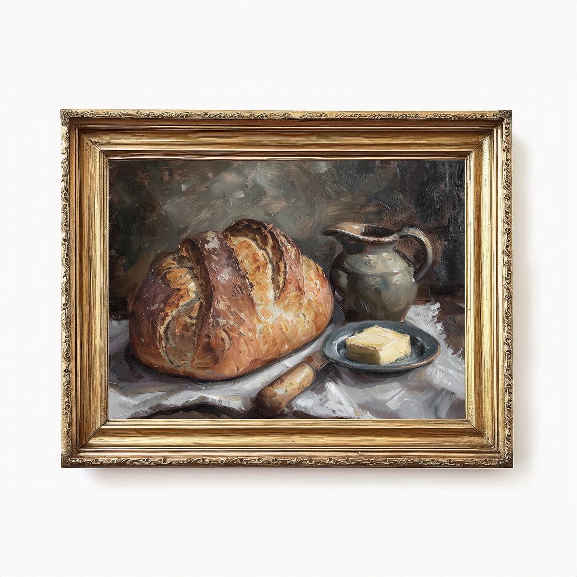 Sourdough Bread Butter Vintage Still Life Moody Kitchen Art Poster - Image 3