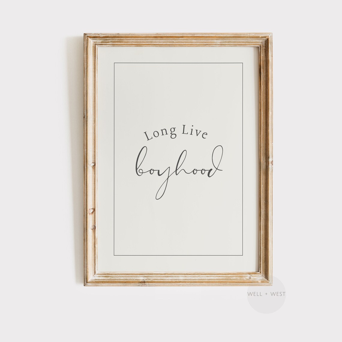 Long Live Boyhood Art Print, Beige Nursery Decor