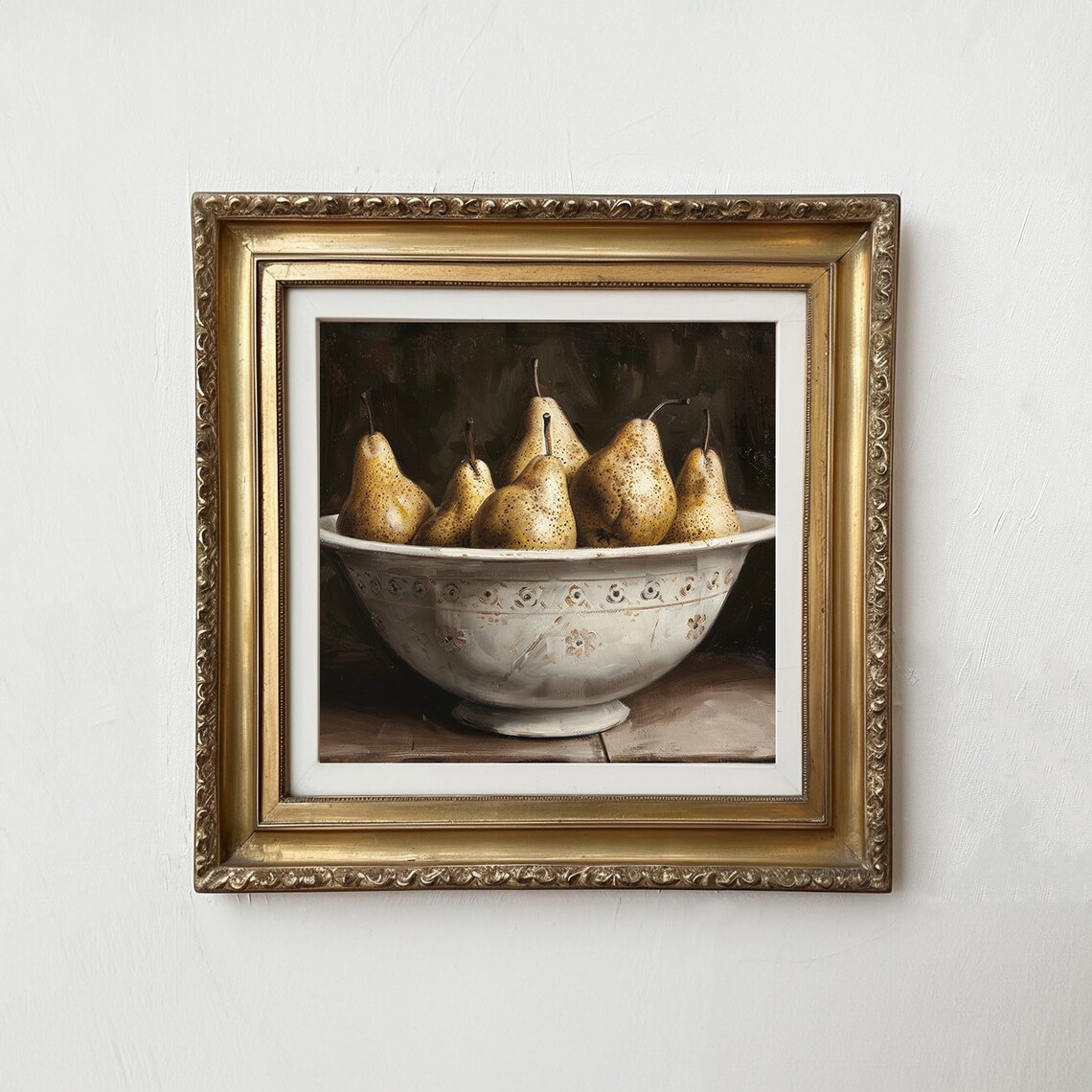 Pear Still Life Print Moody Kitchen Wall Art Vintage Style Summer Fruit Fall Home Decor Cottagecore Dark Aesthetic P052 - Image 2