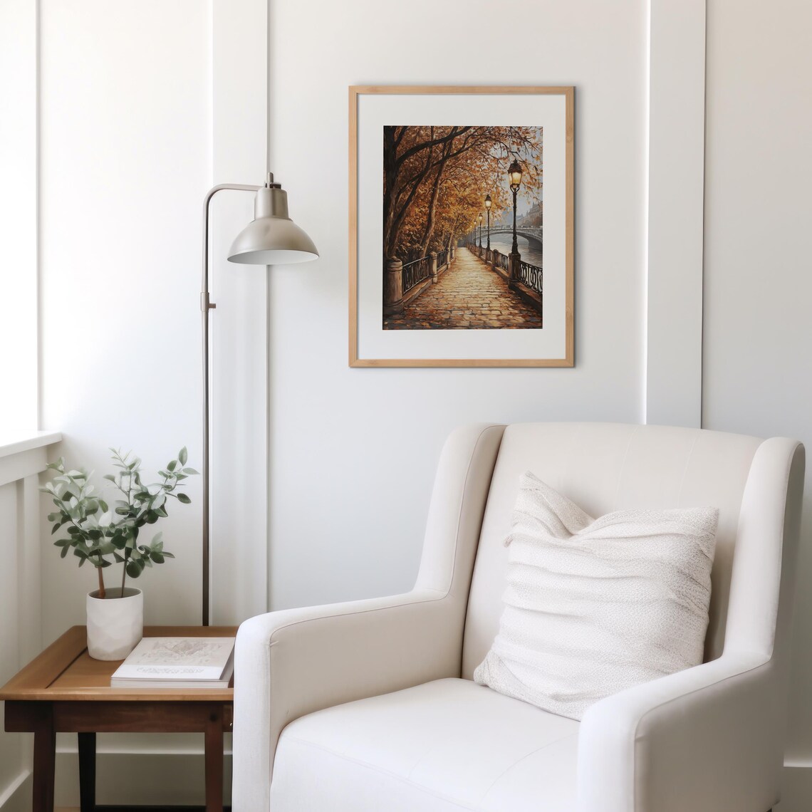 Vintage Fall Cityscape Art Print, Rustic Autumn - Image 3