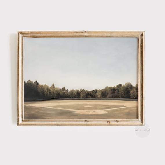 Baseball Field Vintage Style Minimalist Art Print