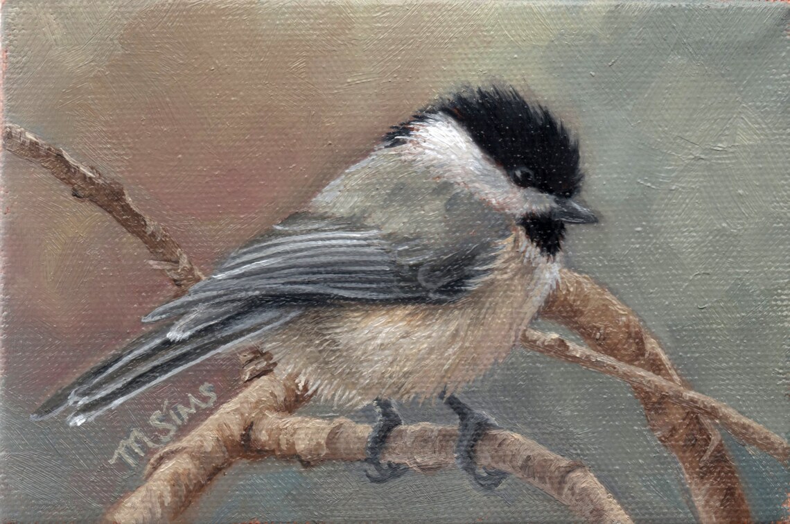 Black-Capped Chickadee Art Print, Bird Painting