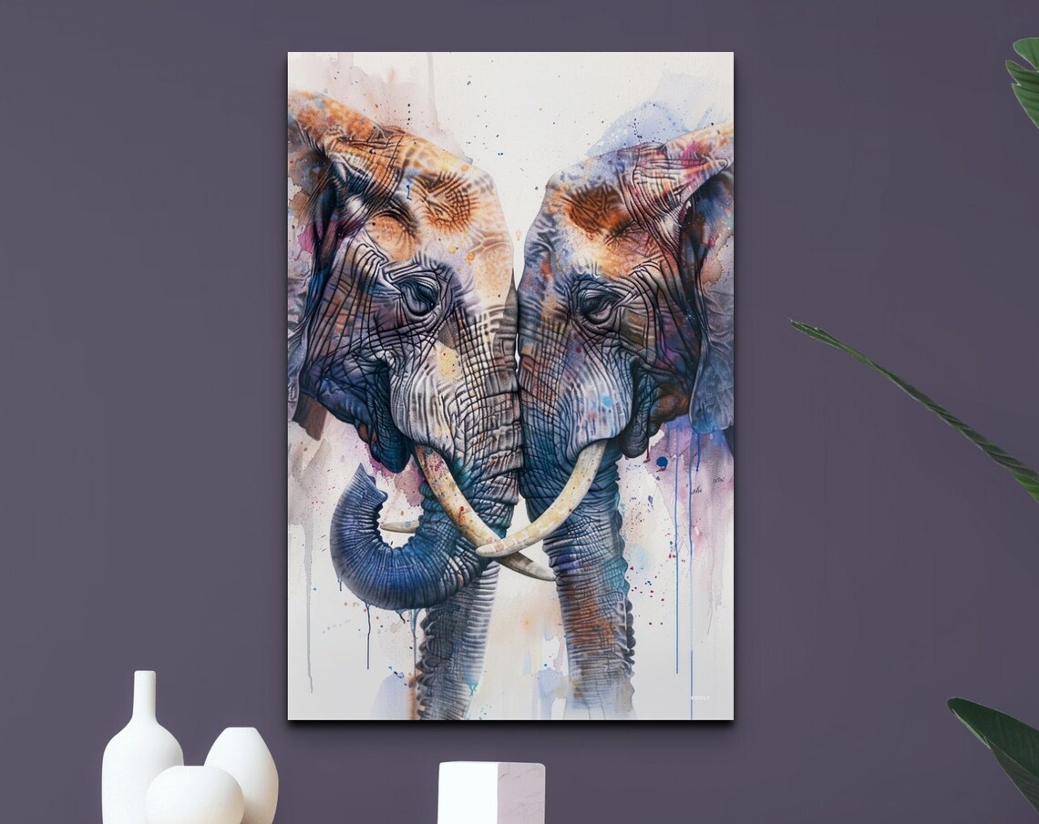 Watercolor Elephants Wall Art Print