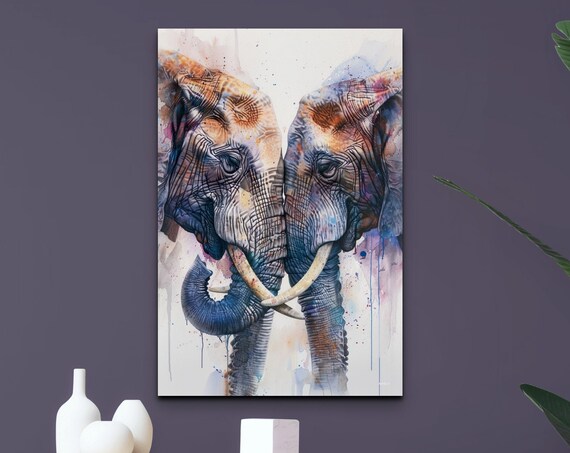 Watercolor Elephants Wall Art Print