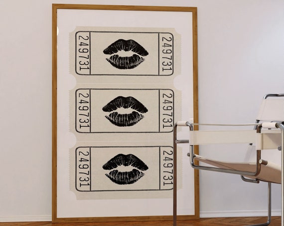 Black And White Print Trendy Wall Art Kiss Lips Good Times Retro Prints Preppy Dorm Fashion