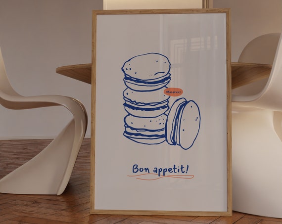 Macarons Art Print Kitchen Prints Boho Kitchen Art Printtrendy Prints Food Wall Art Kitchen Wall Art Trendy Retro Poster