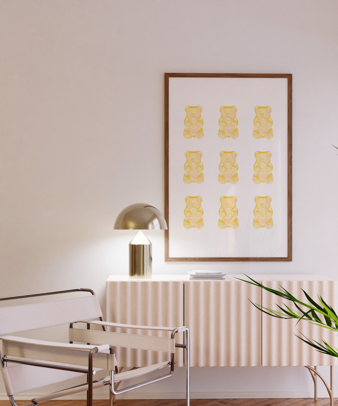 Sunny Yellow Gummy Bears Nine Grid Preppy Sweet Candy Art Poster