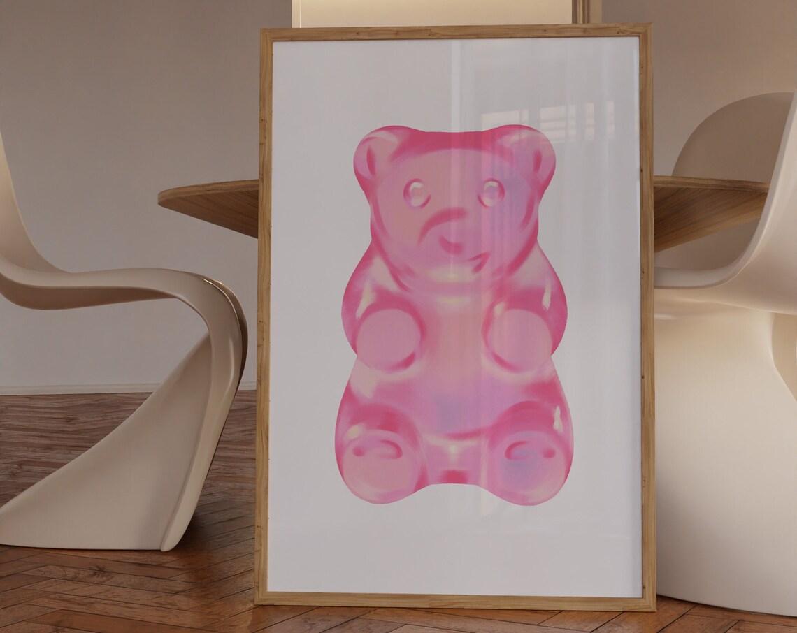 Gummy Bear Poster, Trendy Pink Preppy Decor
