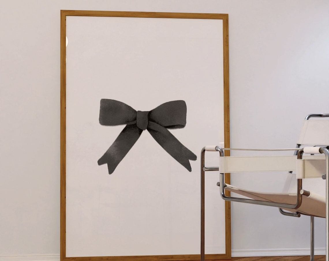 Trendy Art Prints Black Bow Wall Art Print Girly Wall Art Aesthetic Bedroom Prints Watercolor Bow Print Teen Girl Wall Art Preppy Art Prints