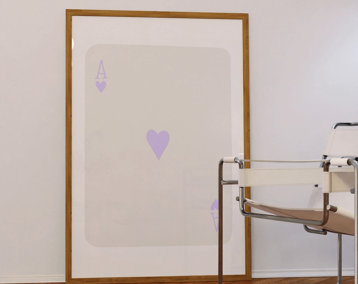 Lilac Ace of Hearts Playing Card Minimalist Preppy Wall Poster