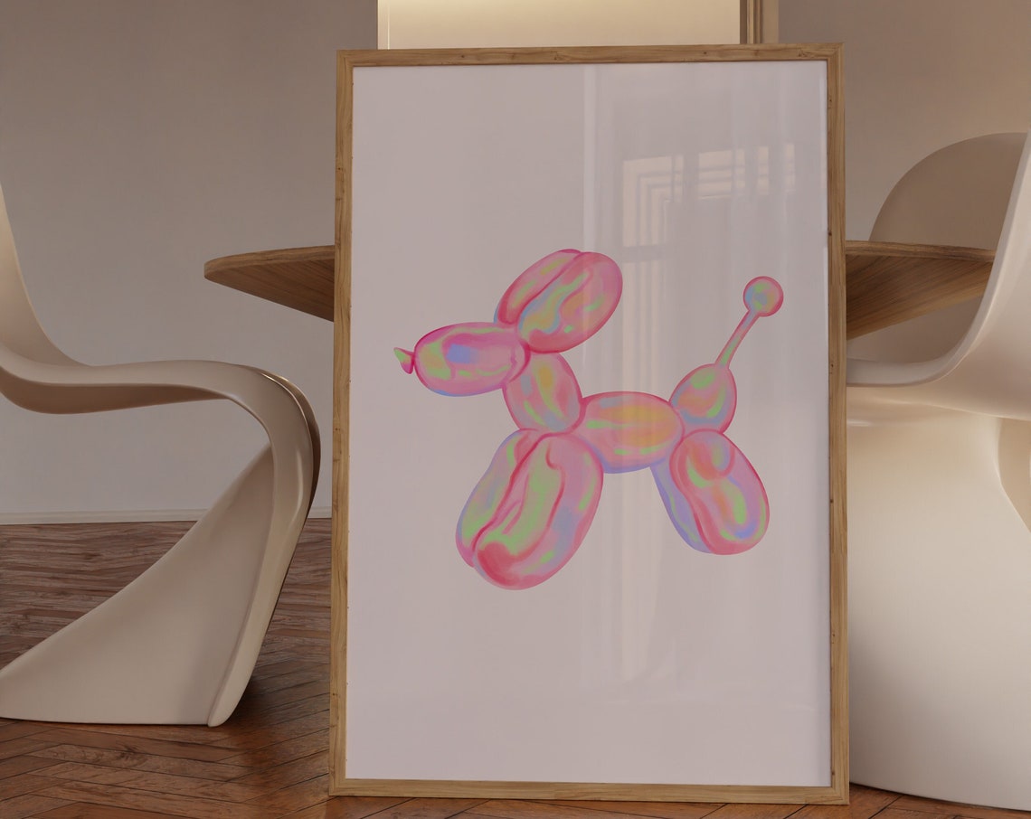 Pink Iridescent Balloon Dog Pop Art Cute Girly Room Decor Poster - Image 3