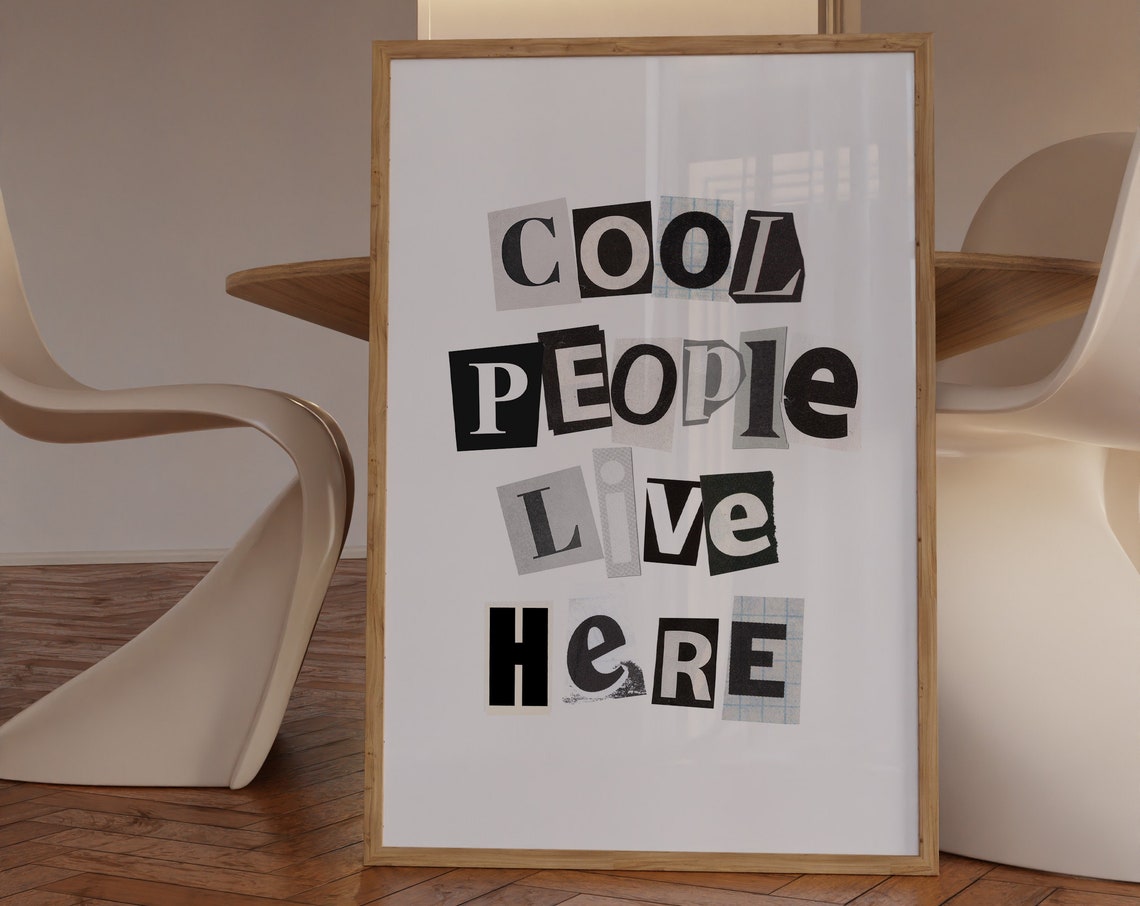 Cool People Live Here Ransom Note Typography Punk Zine Wall Poster - Image 3