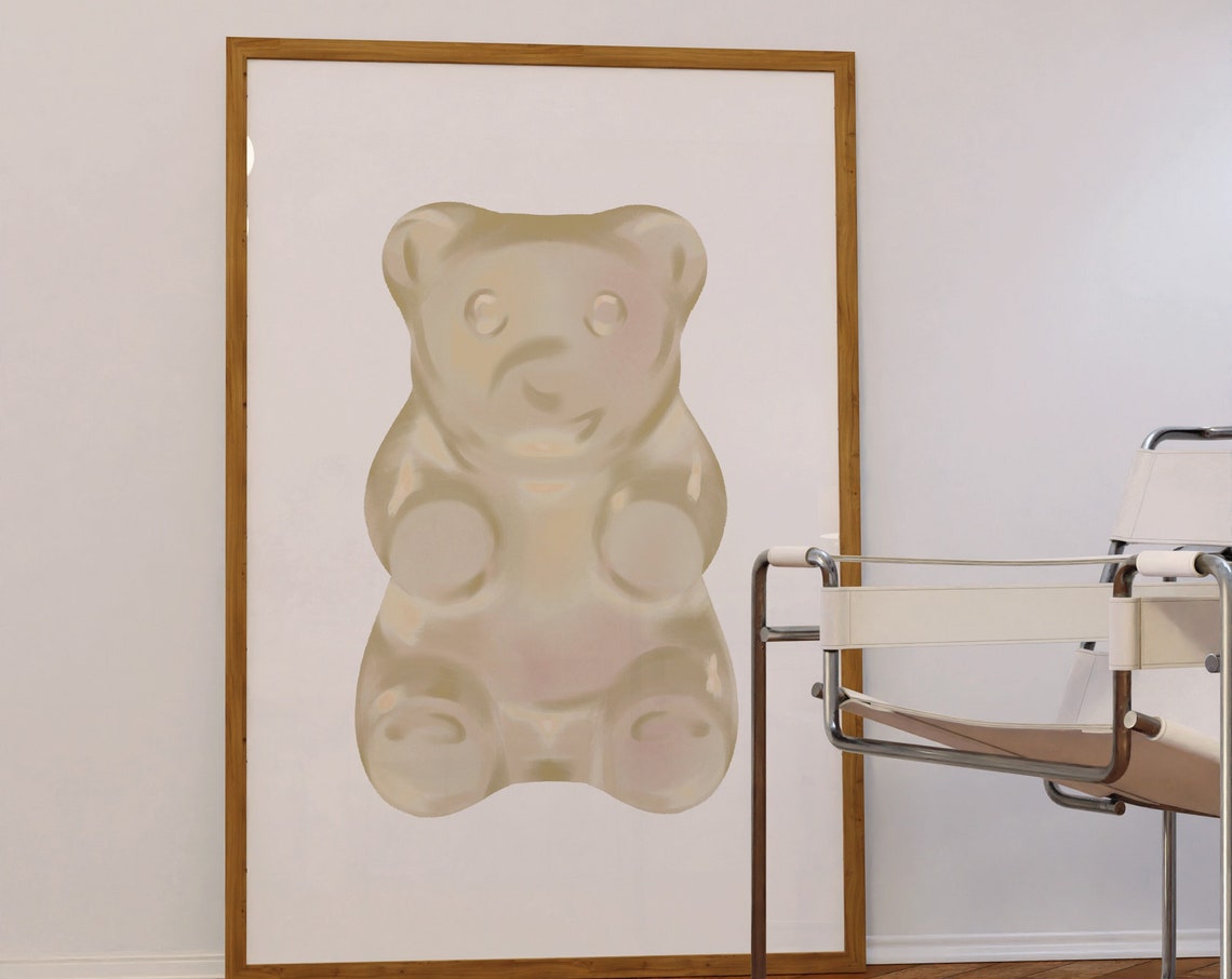 Cute Beige Gummy Bear Oversized Neutral Candy Art Minimal Poster