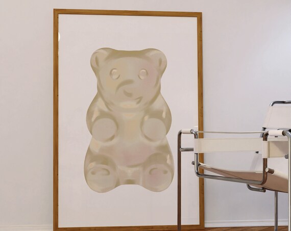 Cute Beige Gummy Bear Oversized Neutral Candy Art Minimal Poster