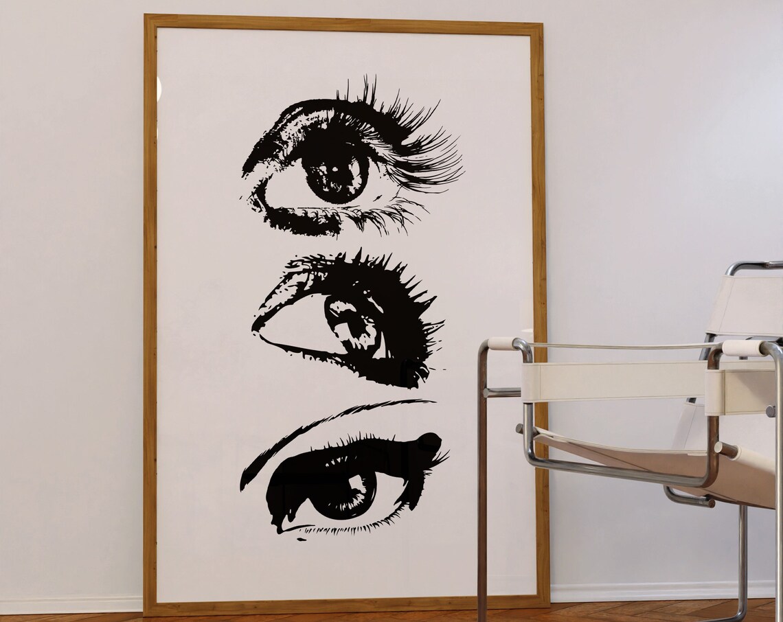70s Style Black And White Abstract Art Print