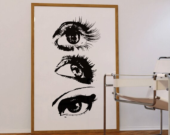 70s Style Black And White Abstract Art Print