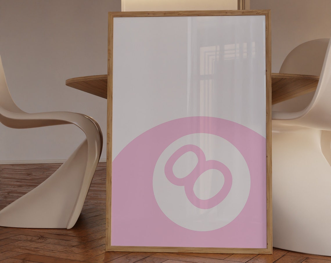 Pink Eight Ball Billiards Minimalist Trendy Room Decor Poster - Image 3