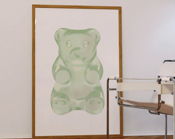 Sage Green Giant Gummy Bear Oversized Sweet Candy Art Minimal Poster