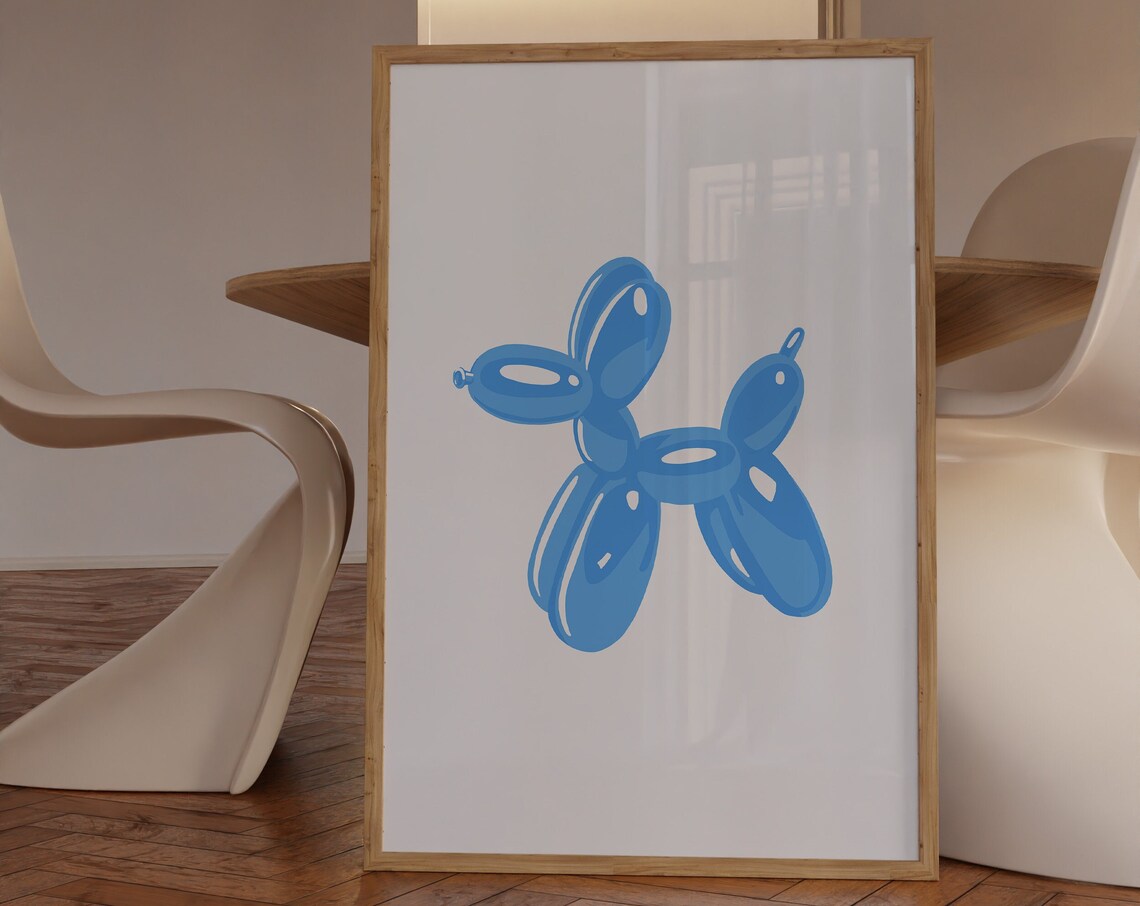 Balloon Dog Art Print, Eclectic Preppy Room Decor