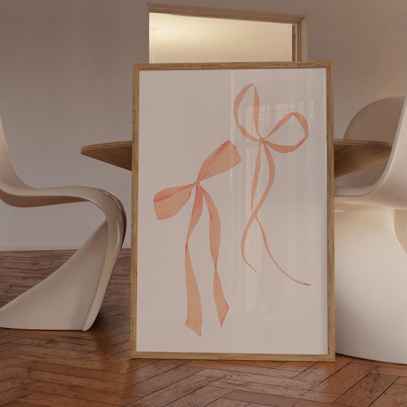 Orange Wall Art Bow Wall Art Trendy Art Prints Aesthetic Art Print Coquette Art Print Teen Girl Bedroom Orange Wall Art Dorm Wall Decor