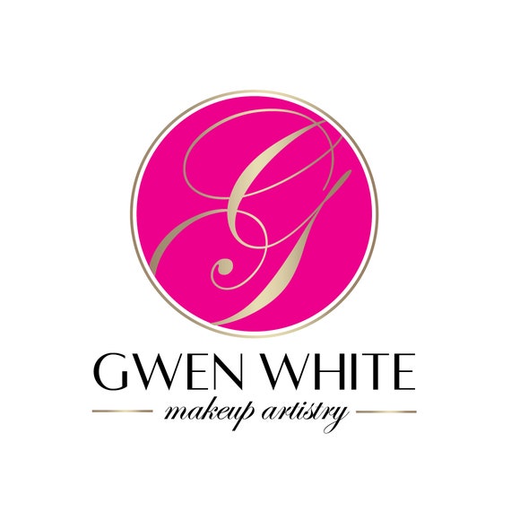 Premade Logo Hot Pink Gold Circle Logo Script Logo Makeup Artist Logo Eyelash Extension Logo Hair Salon Logo Photography Logo Beauty Logo