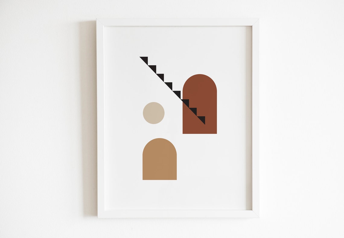 Minimal Geometric Shapes Mid Century Modern Earth Tone Print - Image 2