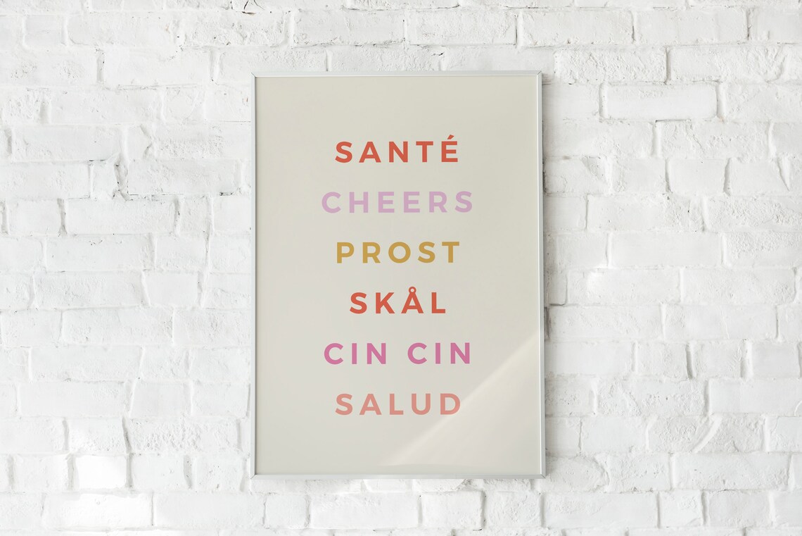 Cheers In Different Languages Bar Wall Art Print - Image 2