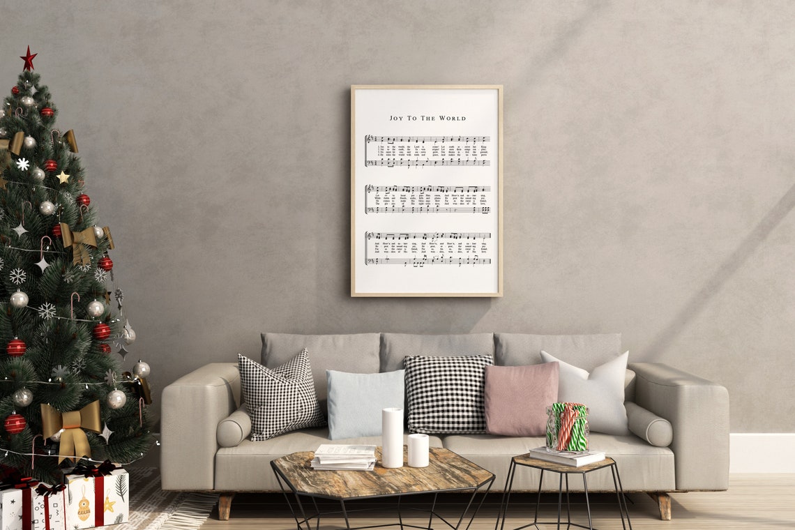 Joy To The World Music Sheet Wall Art Christmas Song Sign Christmas Wall Art Christmas Carol Sheet Music Church Hymn Music Sheet - Image 2