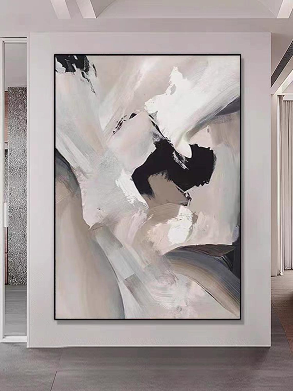 Modern Beige Black Brown Wall Art Abstract Texture Acrylic Painting Artistic Painting On Large Size Wall Decor Quality Home Texture - Image 3