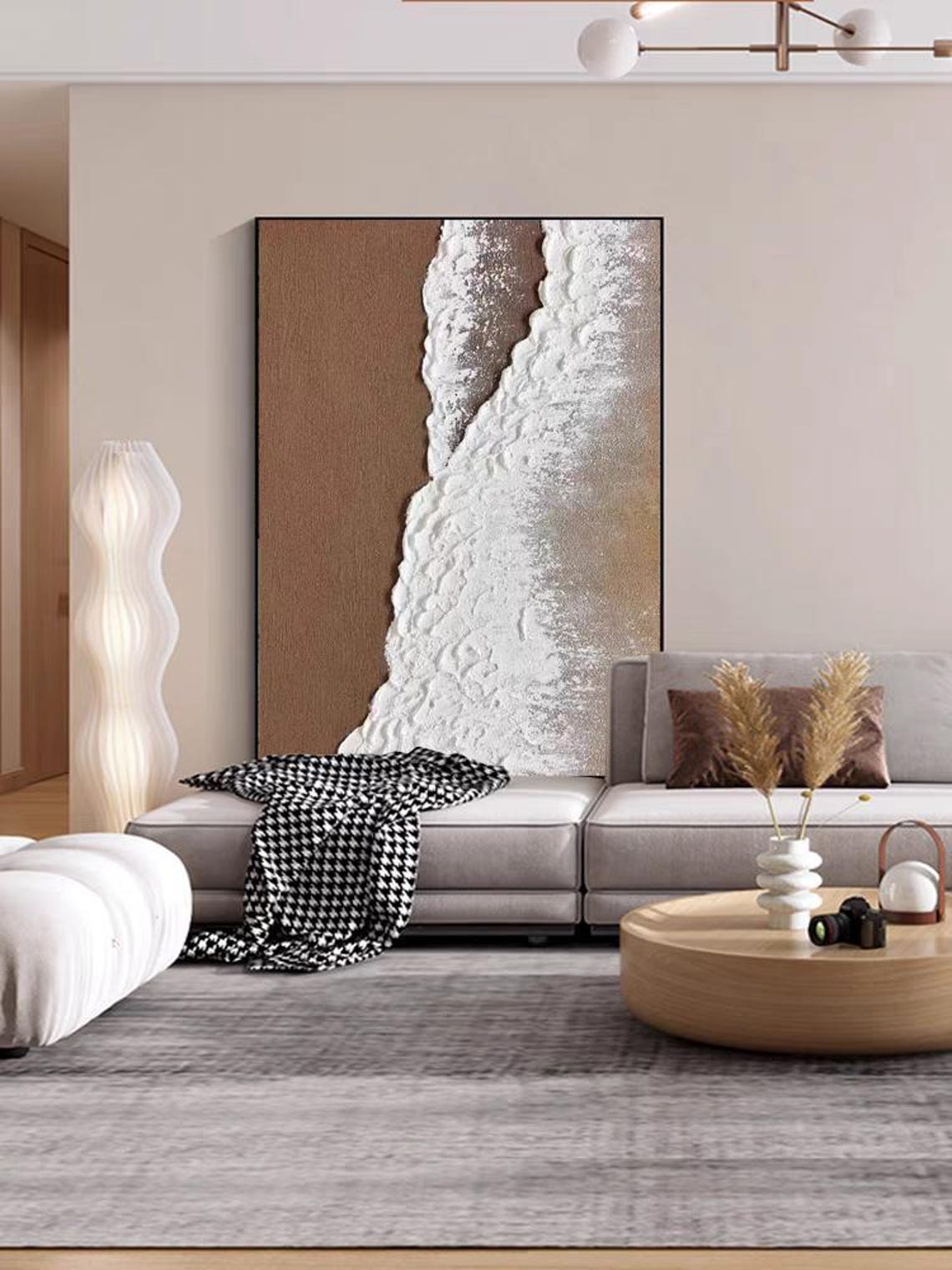 Aerial Textured Ocean Wave Foam Sweeping Over Brown Sand Poster - Image 3